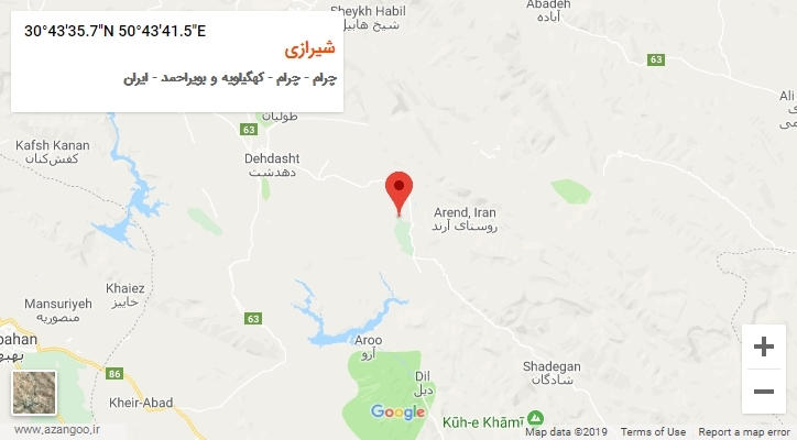 روستای شیرازی بر روی نقشه