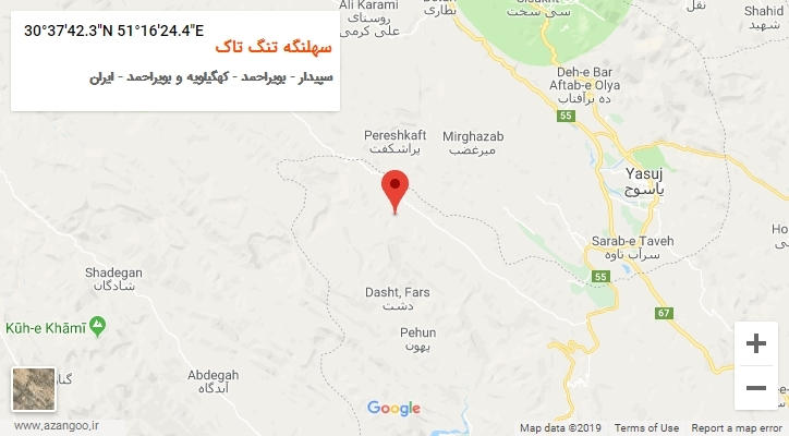 روستای سهلنگه تنگ تاک بر روی نقشه