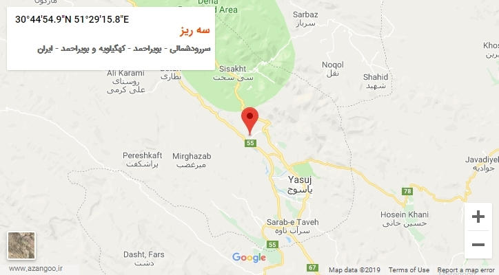 روستای سه ریز بر روی نقشه
