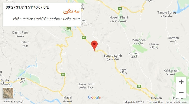 روستای سه تنگون بر روی نقشه