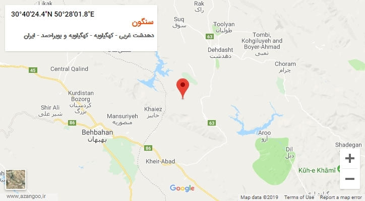 روستای سنگون بر روی نقشه