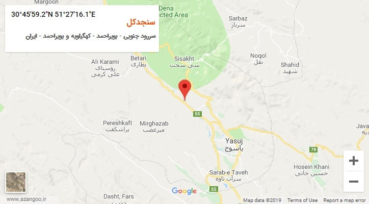 روستای سنجدکل بر روی نقشه