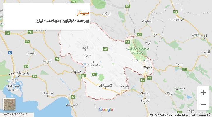 دهستان سپیدار بر روی نقشه