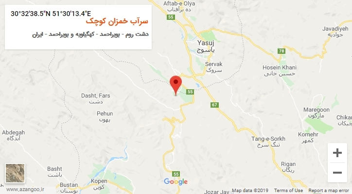 روستای سرآب خمزان کوچک بر روی نقشه