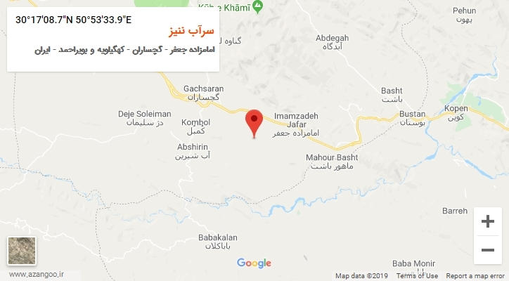 روستای سرآب ننیز بر روی نقشه