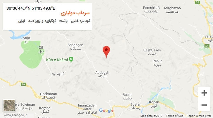 روستای سردآب دولیاری بر روی نقشه