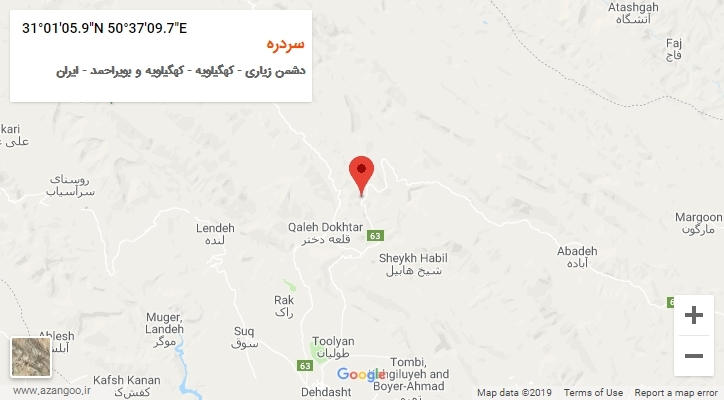 روستای سردره بر روی نقشه