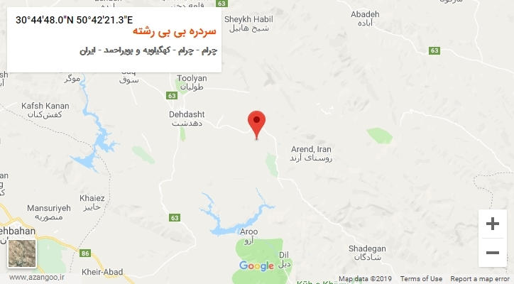 روستای سردره بی بی رشته بر روی نقشه