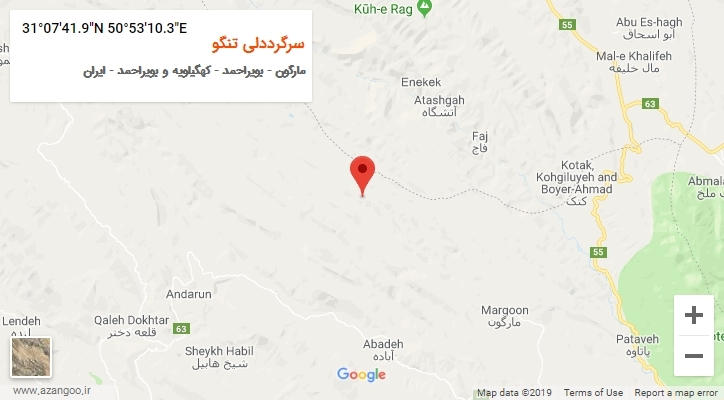 روستای سرگرددلی تنگو بر روی نقشه
