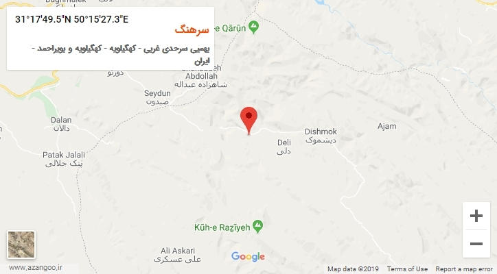 روستای سرهنگ بر روی نقشه