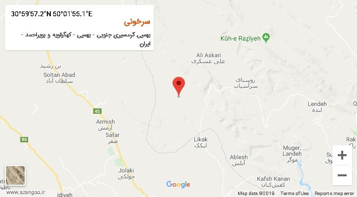 روستای سرخونی بر روی نقشه