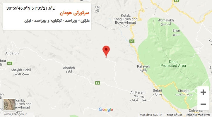 روستای سرکورکی هومان بر روی نقشه