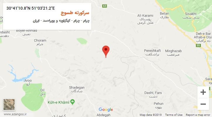 روستای سرکورته طسوج بر روی نقشه