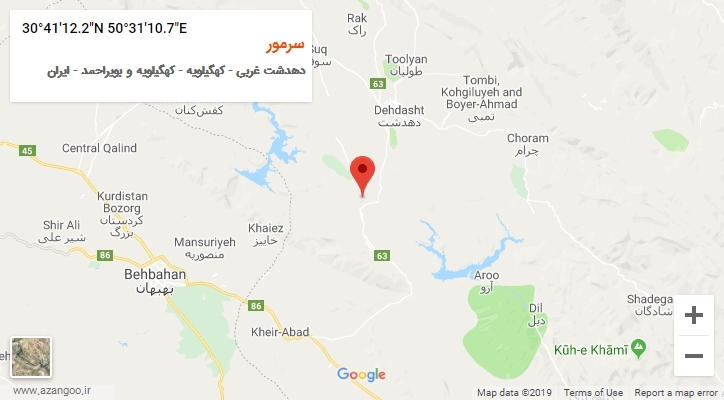 روستای سرمور بر روی نقشه