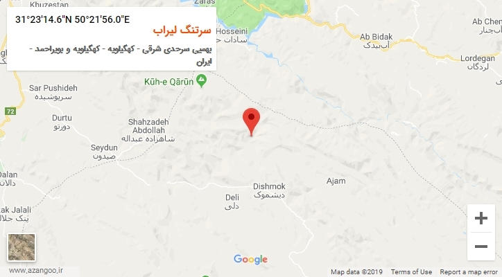 روستای سرتنگ لیراب بر روی نقشه