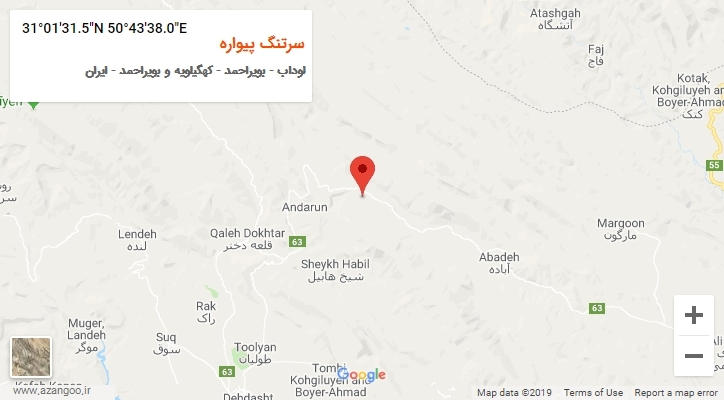 روستای سرتنگ پیواره بر روی نقشه