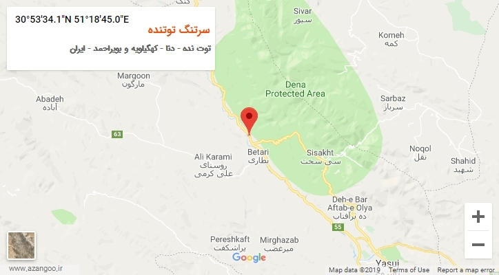روستای سرتنگ توتنده بر روی نقشه