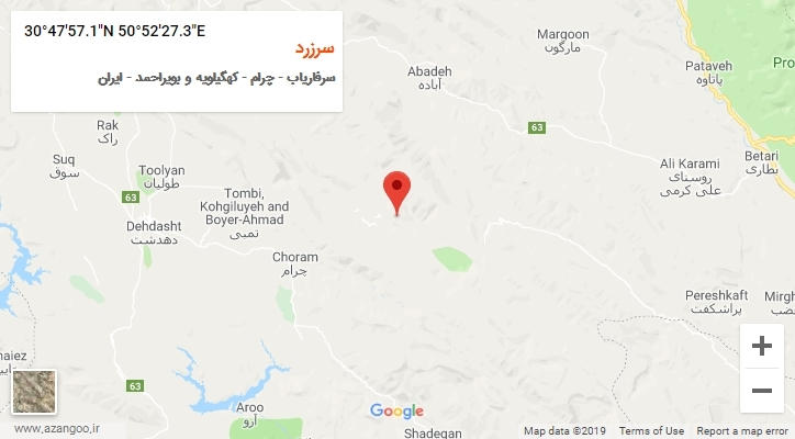 روستای سرزرد بر روی نقشه
