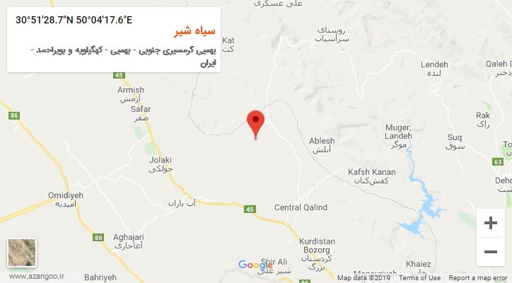 روستای سیاه شیر بر روی نقشه
