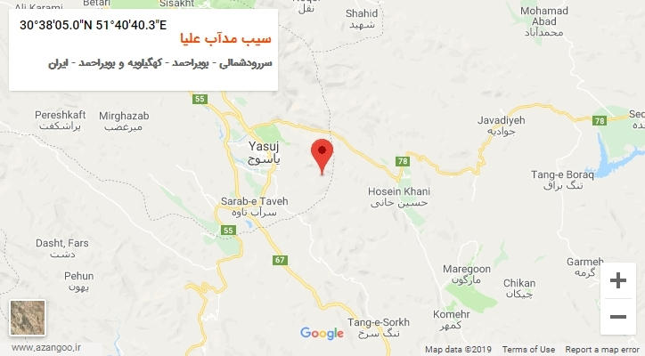 روستای سیب مدآب علیا بر روی نقشه
