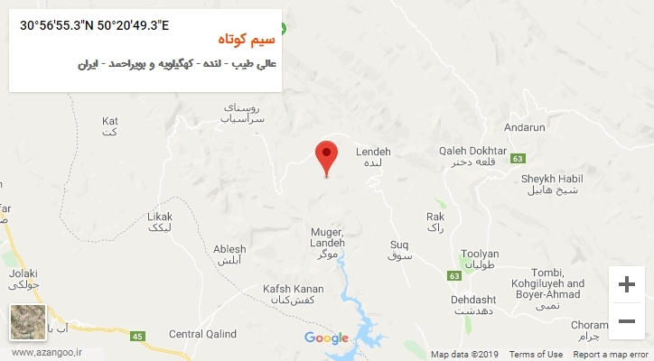 روستای سیم کوتاه بر روی نقشه