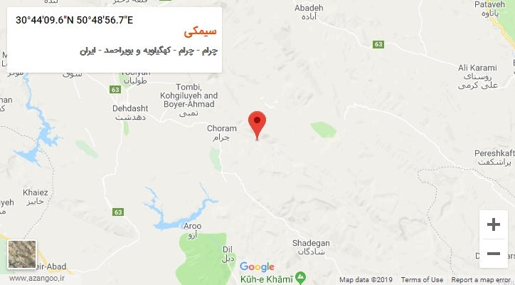 روستای سیمکی بر روی نقشه