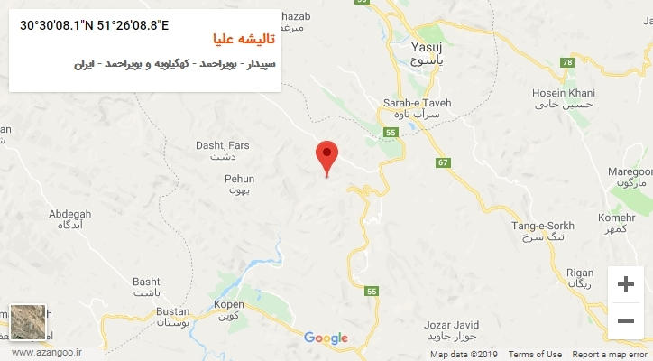 روستای تالیشه علیا بر روی نقشه