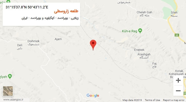 روستای طلعه زاروسطی بر روی نقشه
