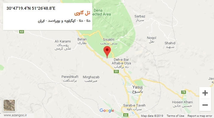 روستای تل گاوی بر روی نقشه