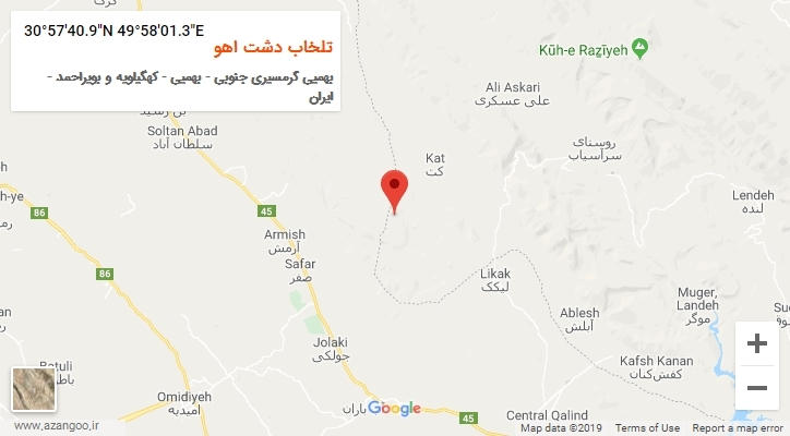 روستای تلخاب دشت اهو بر روی نقشه