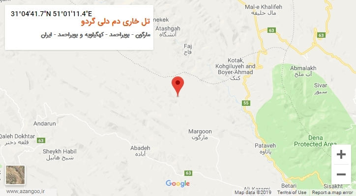 روستای تل خاری دم دلی گردو بر روی نقشه