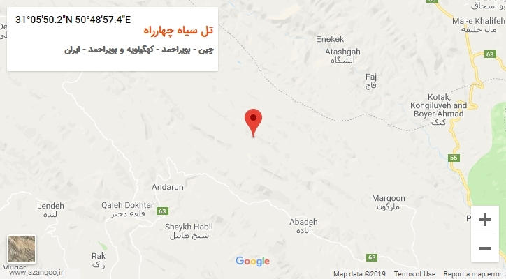 روستای تل سیاه چهارراه بر روی نقشه