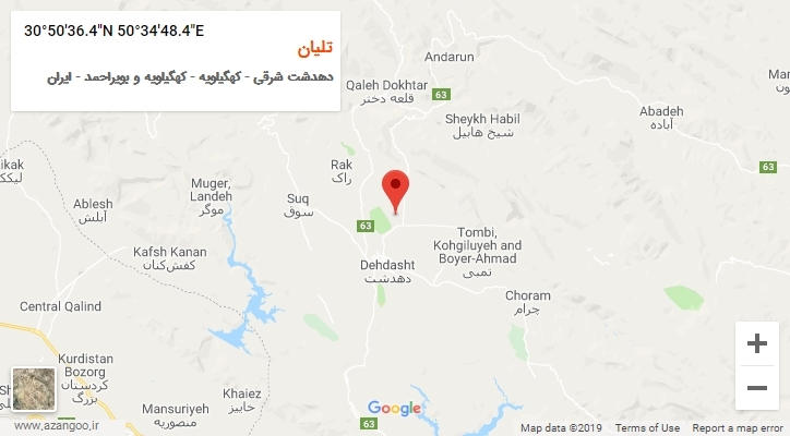روستای تلیان بر روی نقشه