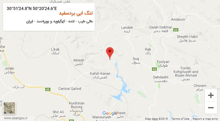روستای تنگ ابی بردسفید بر روی نقشه