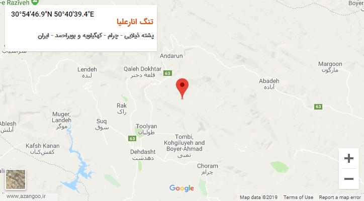 روستای تنگ انارعلیا بر روی نقشه