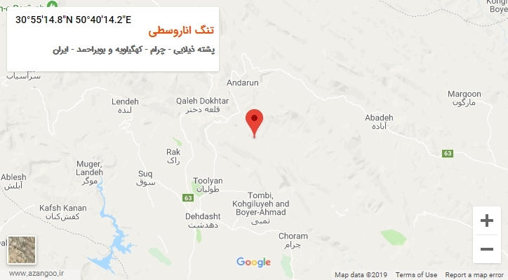روستای تنگ اناروسطی بر روی نقشه