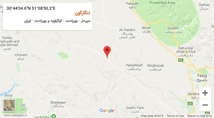 روستای تنگارگون بر روی نقشه