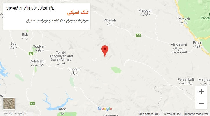 روستای تنگ اسبکی بر روی نقشه