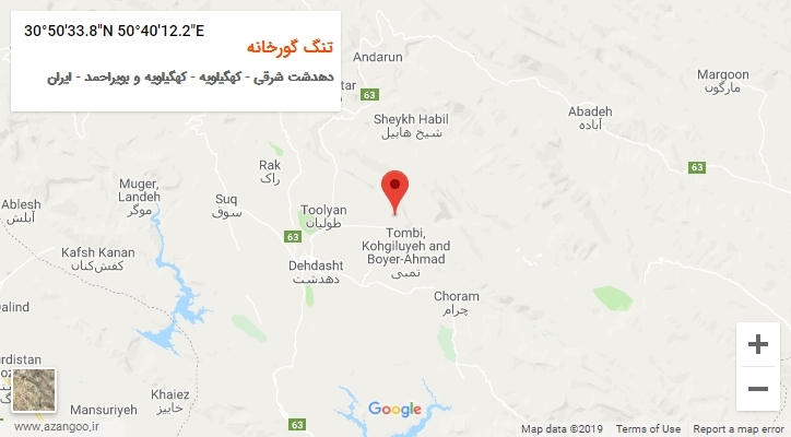 روستای تنگ گورخانه بر روی نقشه