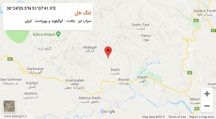 روستای تنگ خل بر روی نقشه