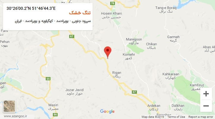 روستای تنگ خشک بر روی نقشه