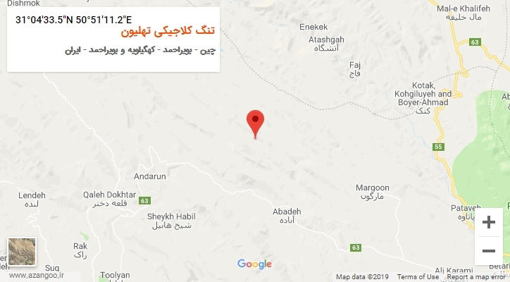 روستای تنگ کلاجیکی تهلیون بر روی نقشه