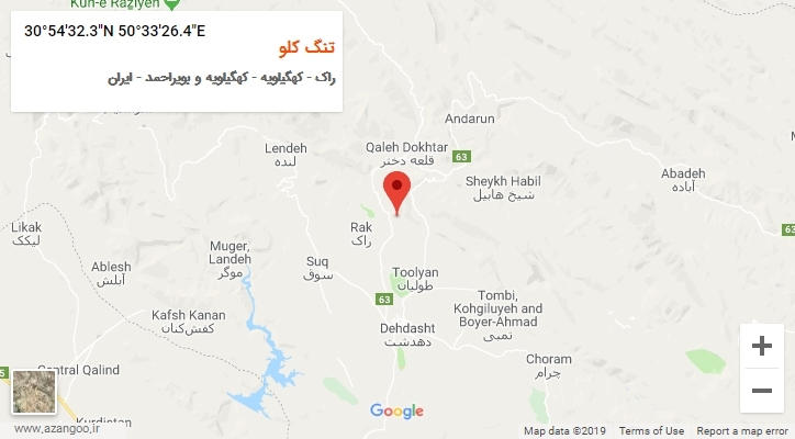 روستای تنگ کلو بر روی نقشه