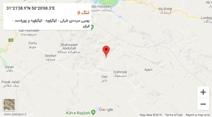 روستای تنگ لا بر روی نقشه