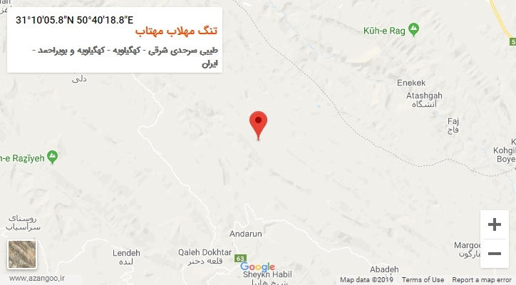 روستای تنگ مهلاب مهتاب بر روی نقشه
