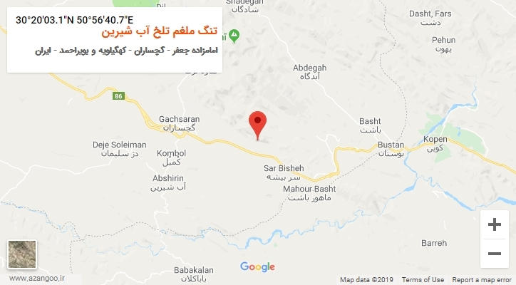روستای تنگ ملغم تلخ آب شیرین بر روی نقشه