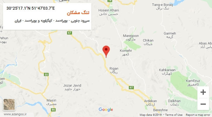 روستای تنگ مشکان بر روی نقشه