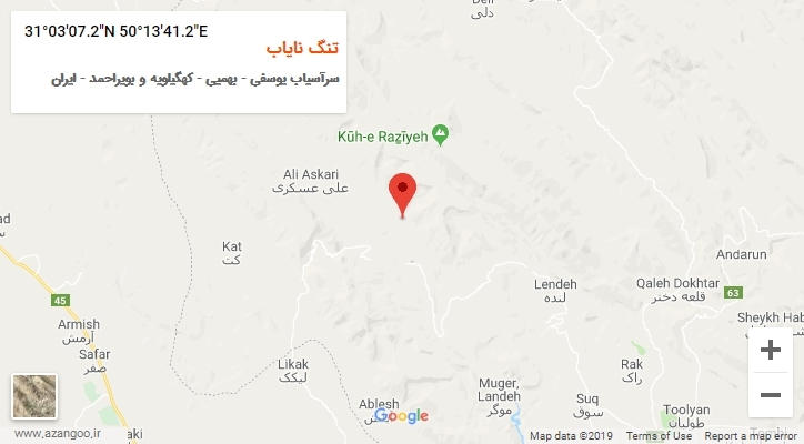 روستای تنگ نایاب بر روی نقشه