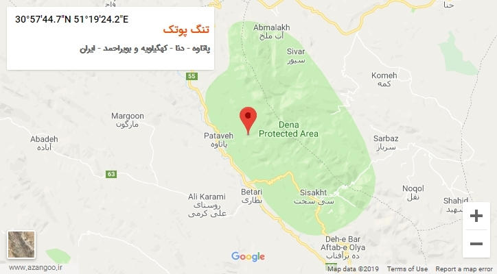 روستای تنگ پوتک بر روی نقشه