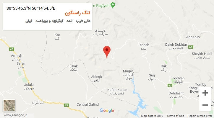 روستای تنگ راستگون بر روی نقشه